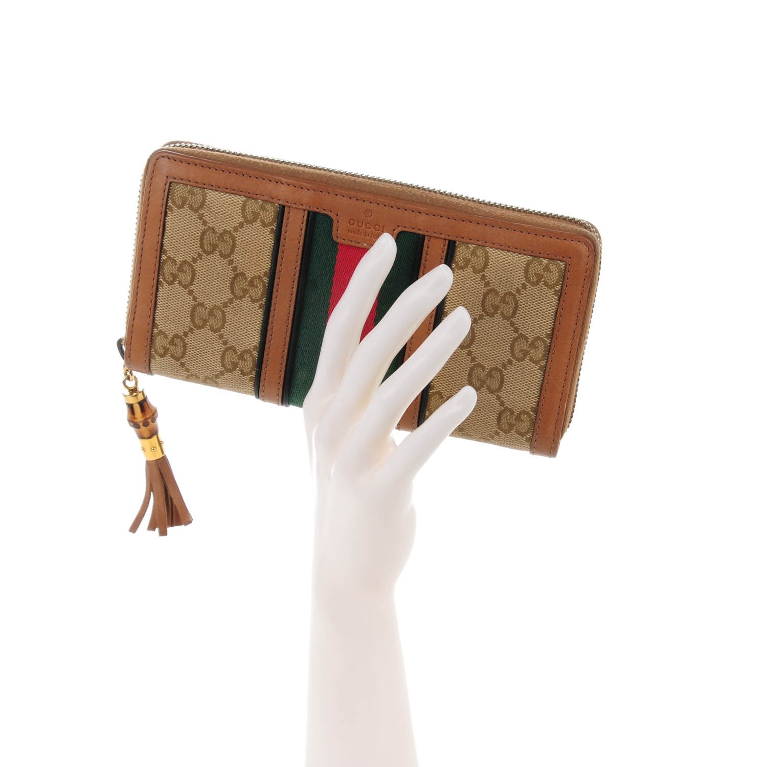 Gucci Monogram Web Rania Zip Around Wallet Khaki 2 of 6