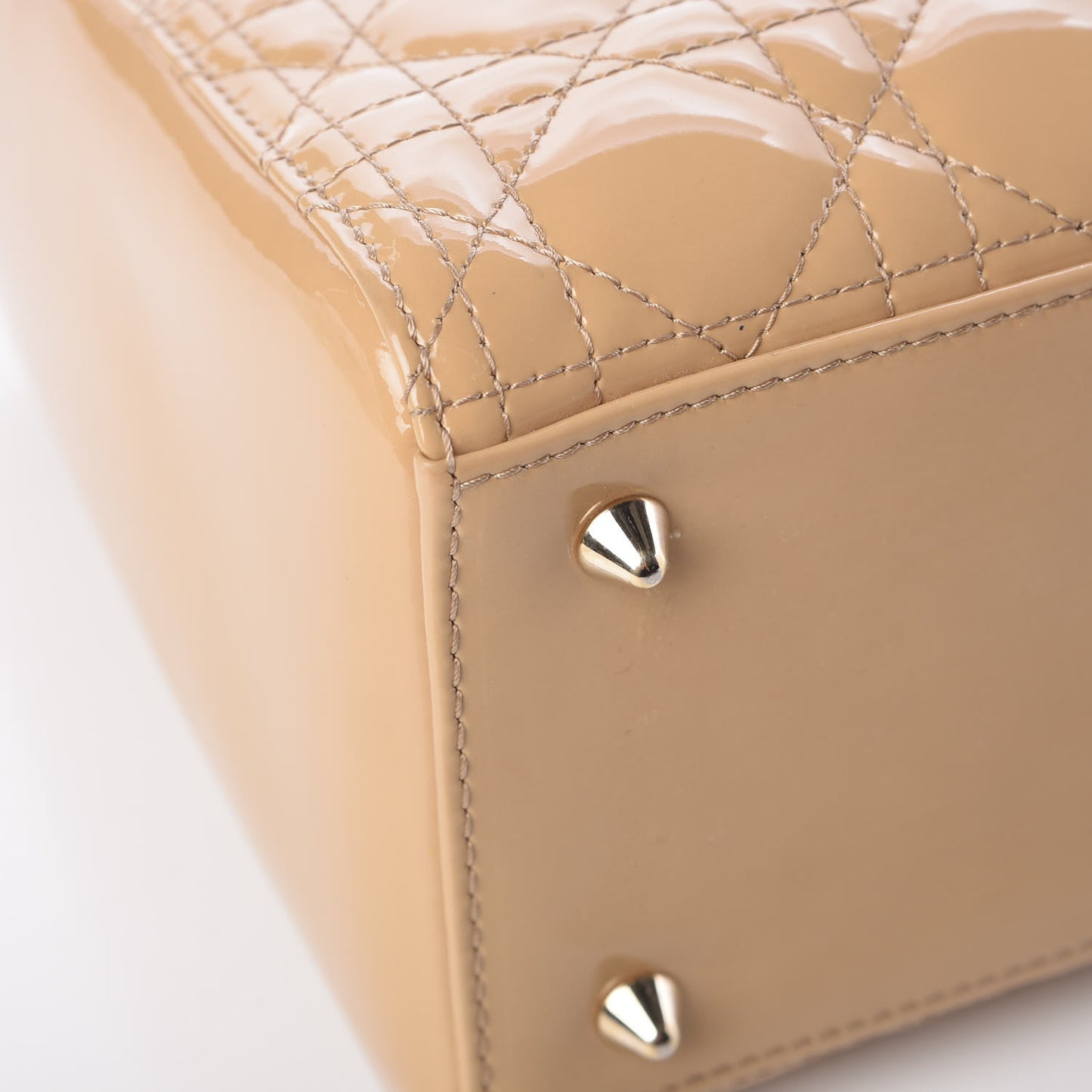 Patent Cannage Medium Lady Dior Beige