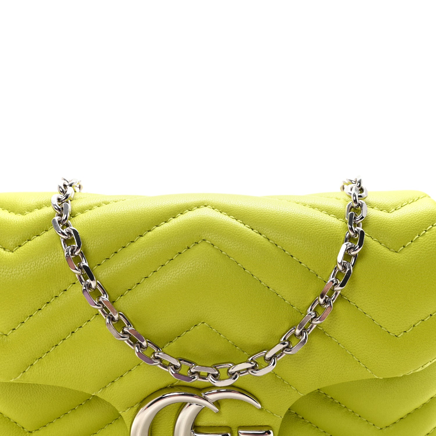 Gucci Lambskin Matelasse Mini GG Marmont Shoulder Bag Bright Green 8 of 11