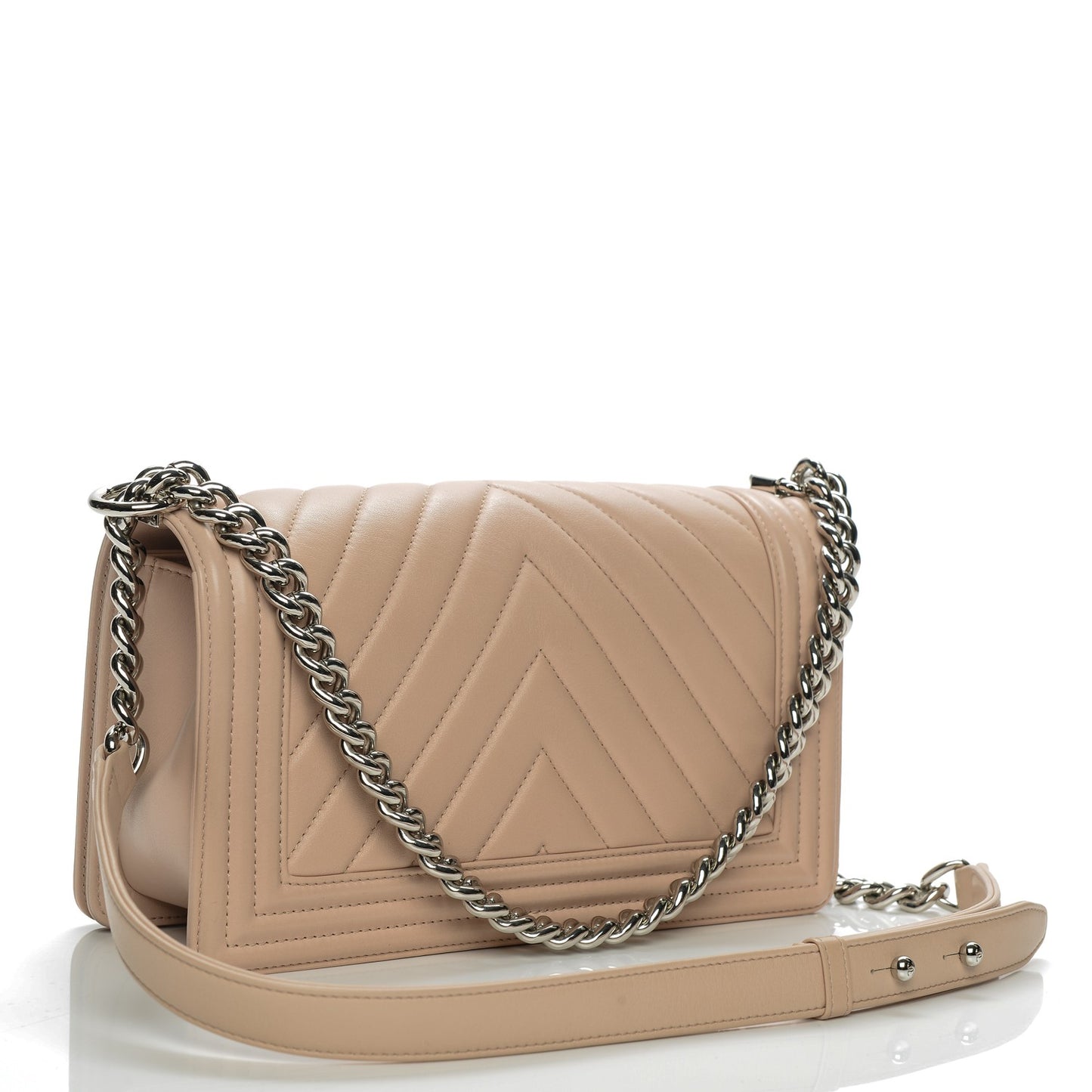Calfskin Chevron Quilted Medium Boy Flap Light Pink