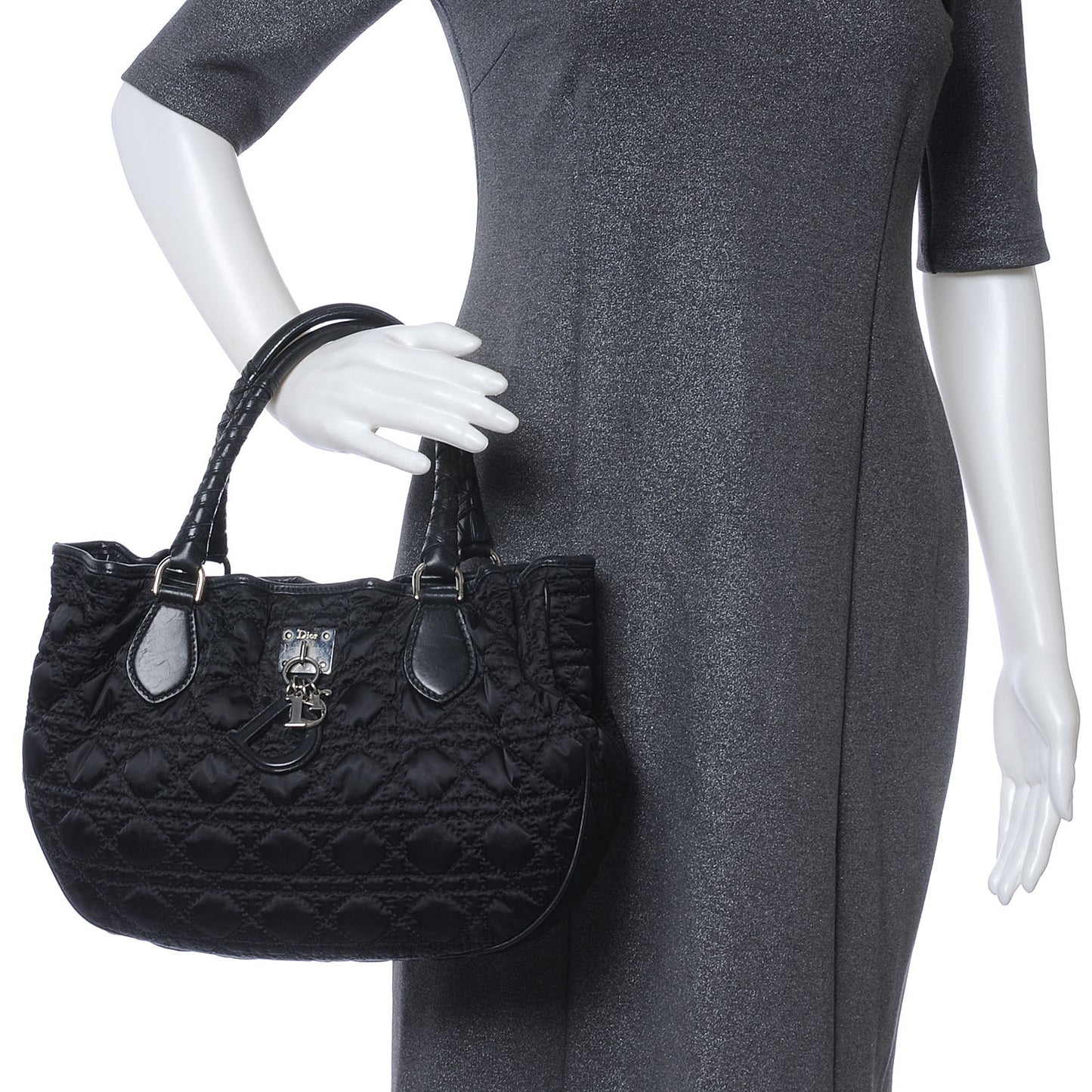 Satin Cannage Charming Tote Black