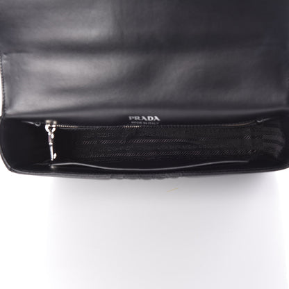 Prada Soft Calfskin Impunture Diagramme Large Chain Flap Shoulder Bag Black 5 of 9