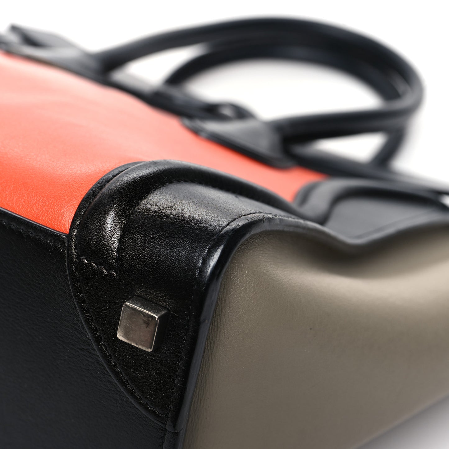 Drummed Calfskin Micro Tri-Color Luggage Bright Orange