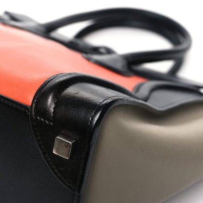 Celine Drummed Calfskin Micro Tri-Color Luggage Bright Orange 12 of 19