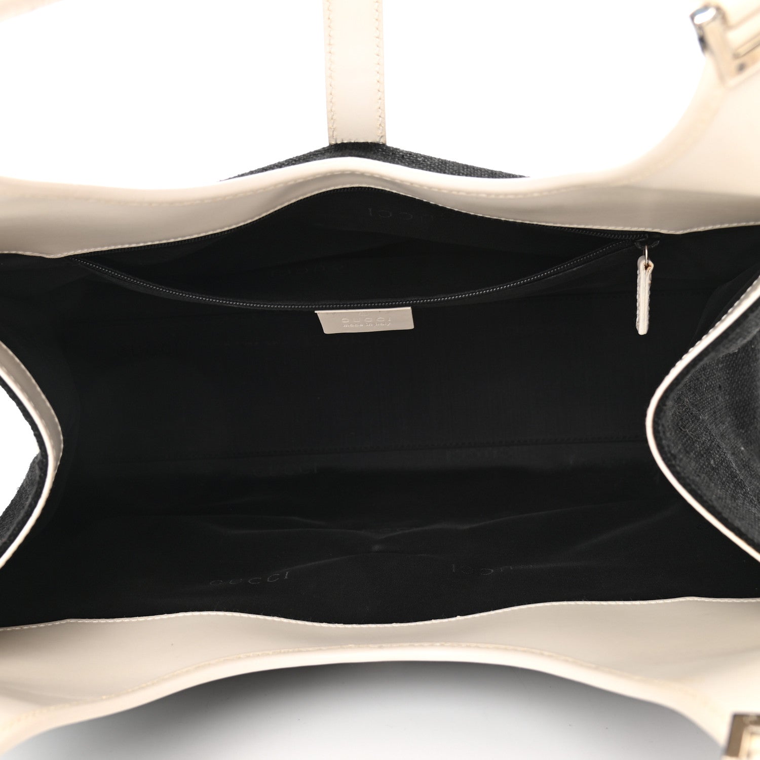 Gucci Canvas Bardot Shoulder Bag White Black 5 of 13