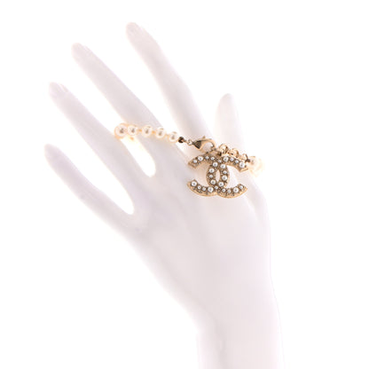 Chanel Graduated Pearl Crystal CC Bracelet Gold 2 of 6