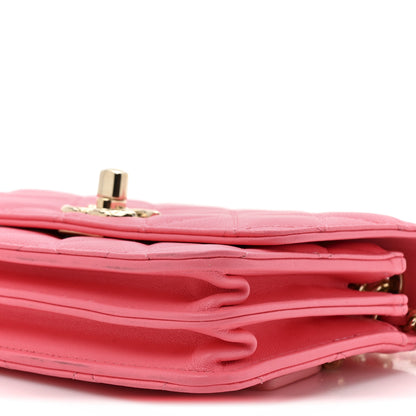 Chanel Lambskin Quilted Mini Trendy CC Wallet On Chain WOC Pink 9 of 12