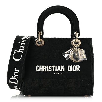 Christian Dior Canvas Embroidered Toile de Jouy Soleil Medium Lady D-Lite Black 1 of 11