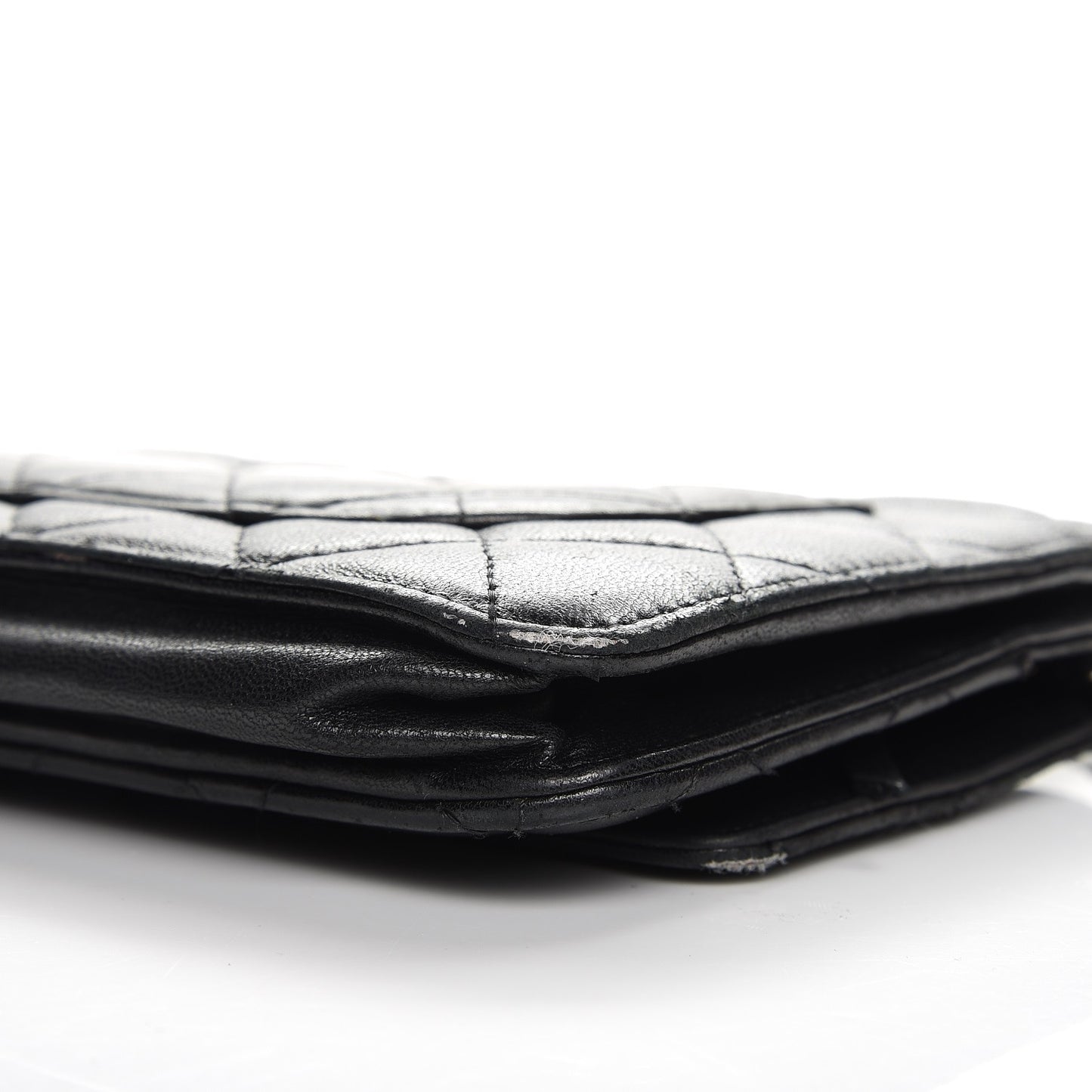 Lambskin Quilted Wallet On Chain WOC Black