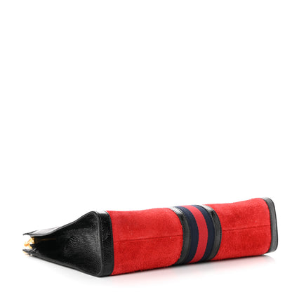 Gucci Suede Patent GG Web Medium Ophidia Top Handle Chain Hibiscus Red 4 of 16