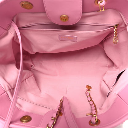 Chanel Shearling Lambskin Medium Deauville Tote Pink 5 of 14
