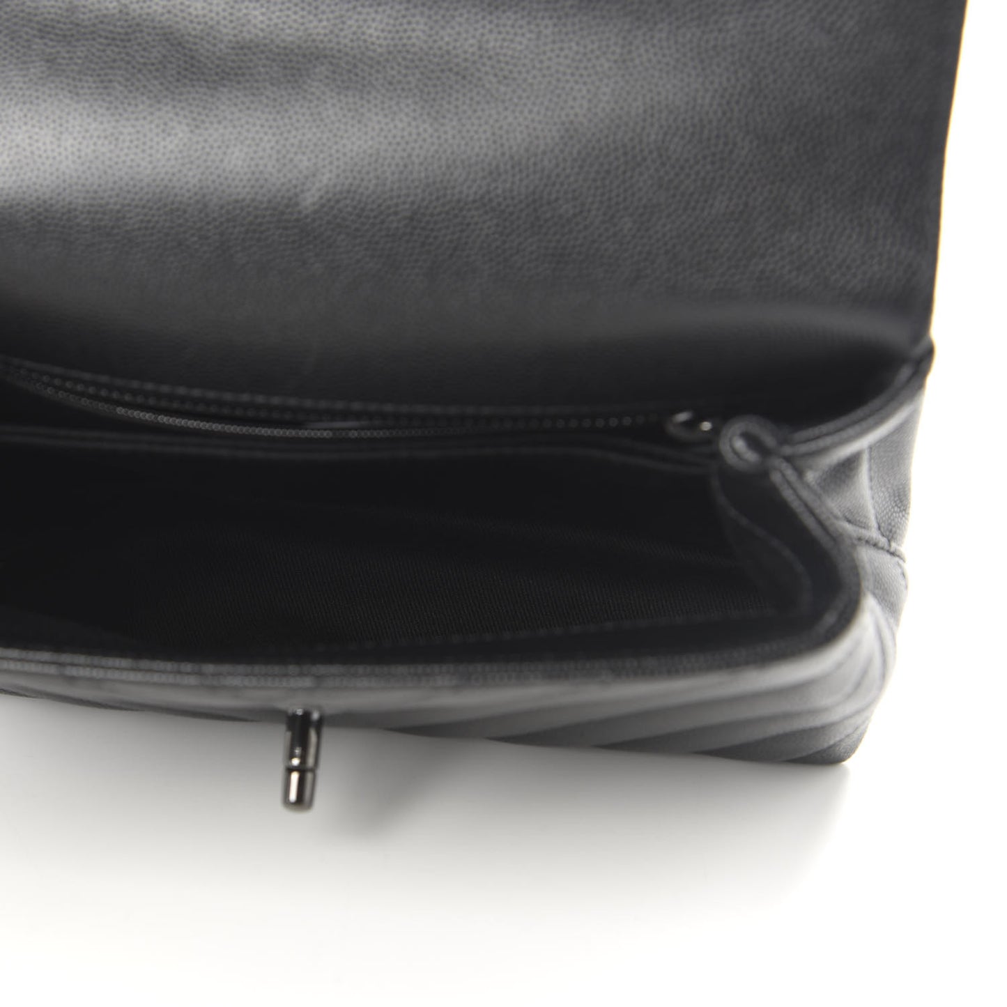 Caviar Chevron Quilted Mini Coco Handle Flap So Black