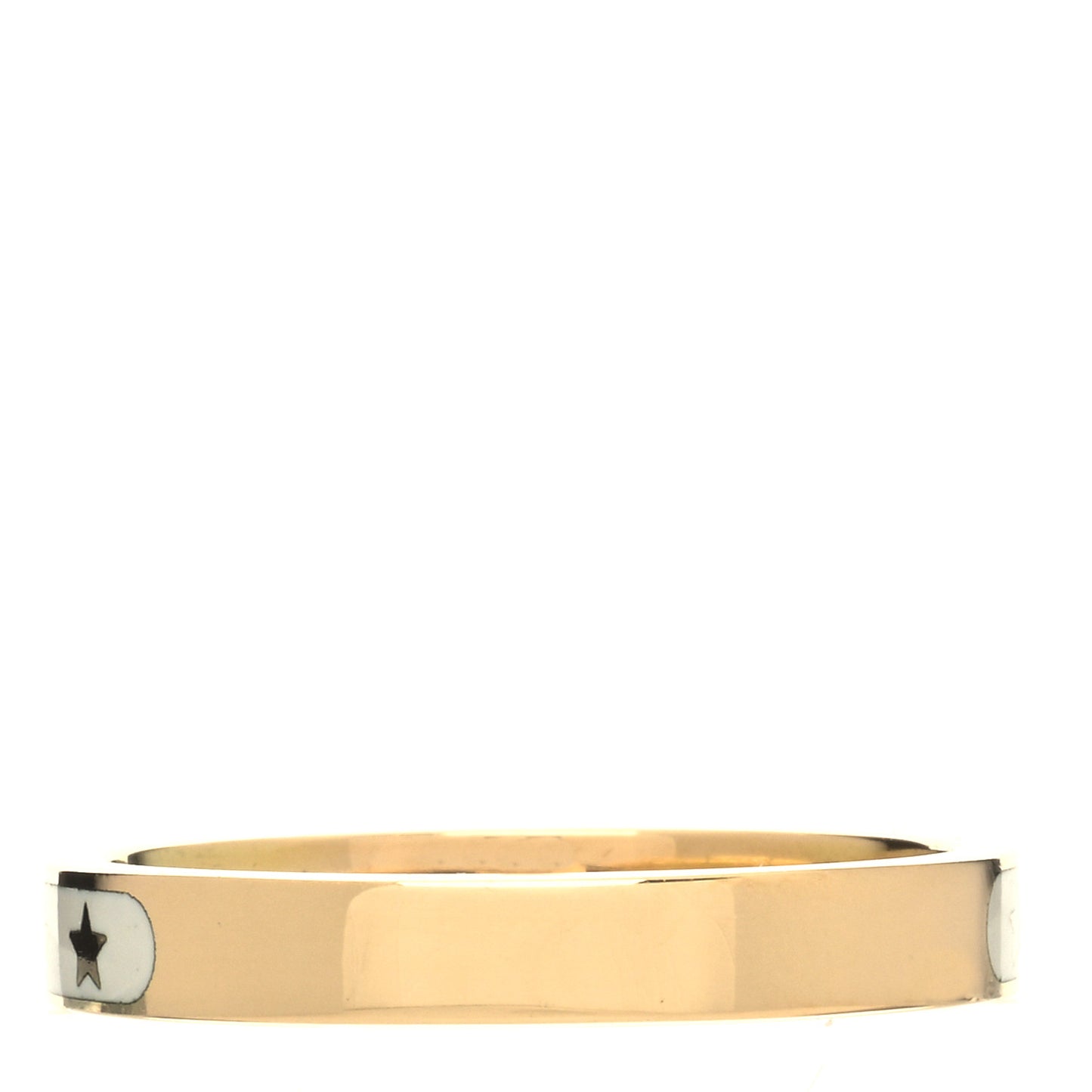 18K Yellow Gold Champleve Enamel Thin Amate Love Band Ring White 53 6.5