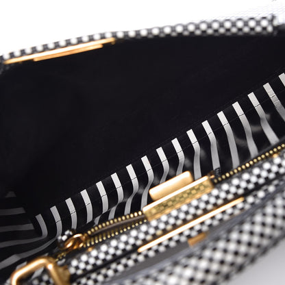 Fendi Pequin Checkered Medium Peekaboo Iconic Satchel Black White 6 of 9