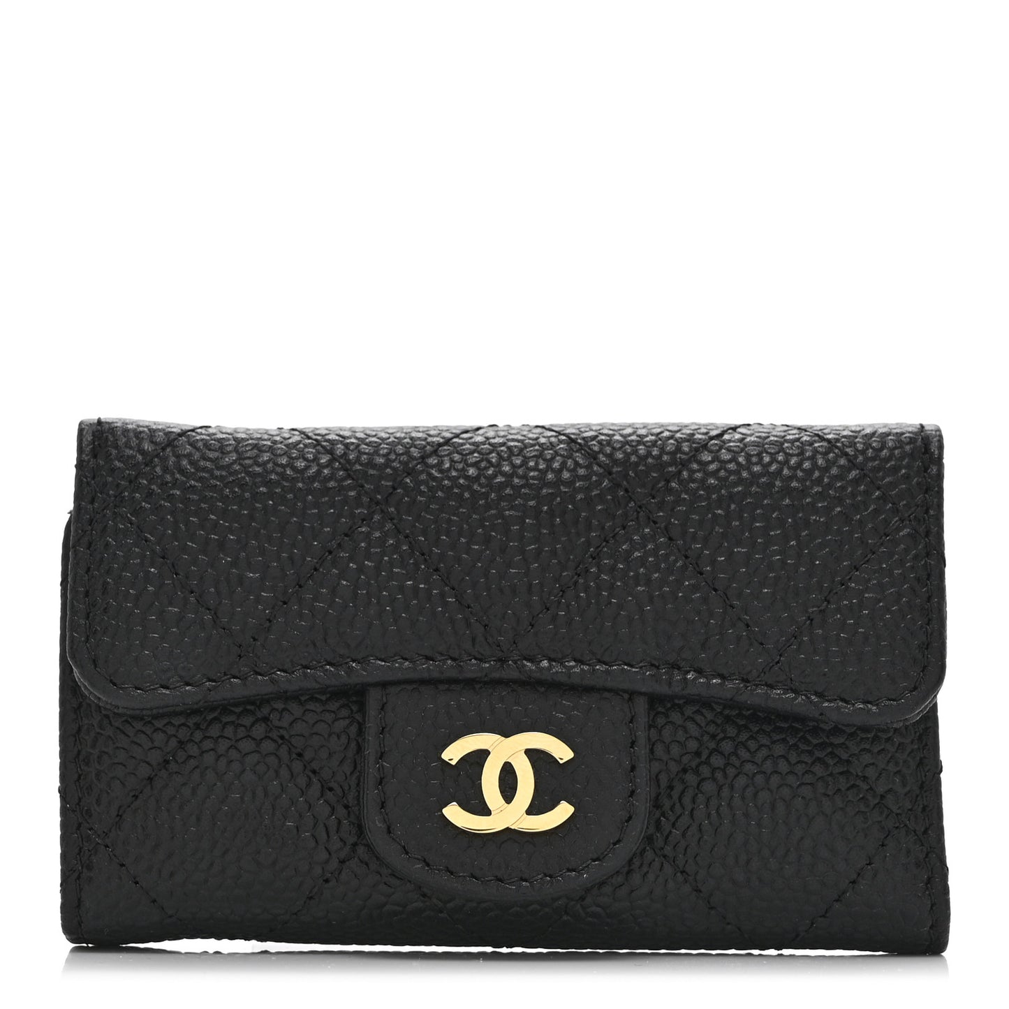 Caviar Quilted 6 Key Holder Black