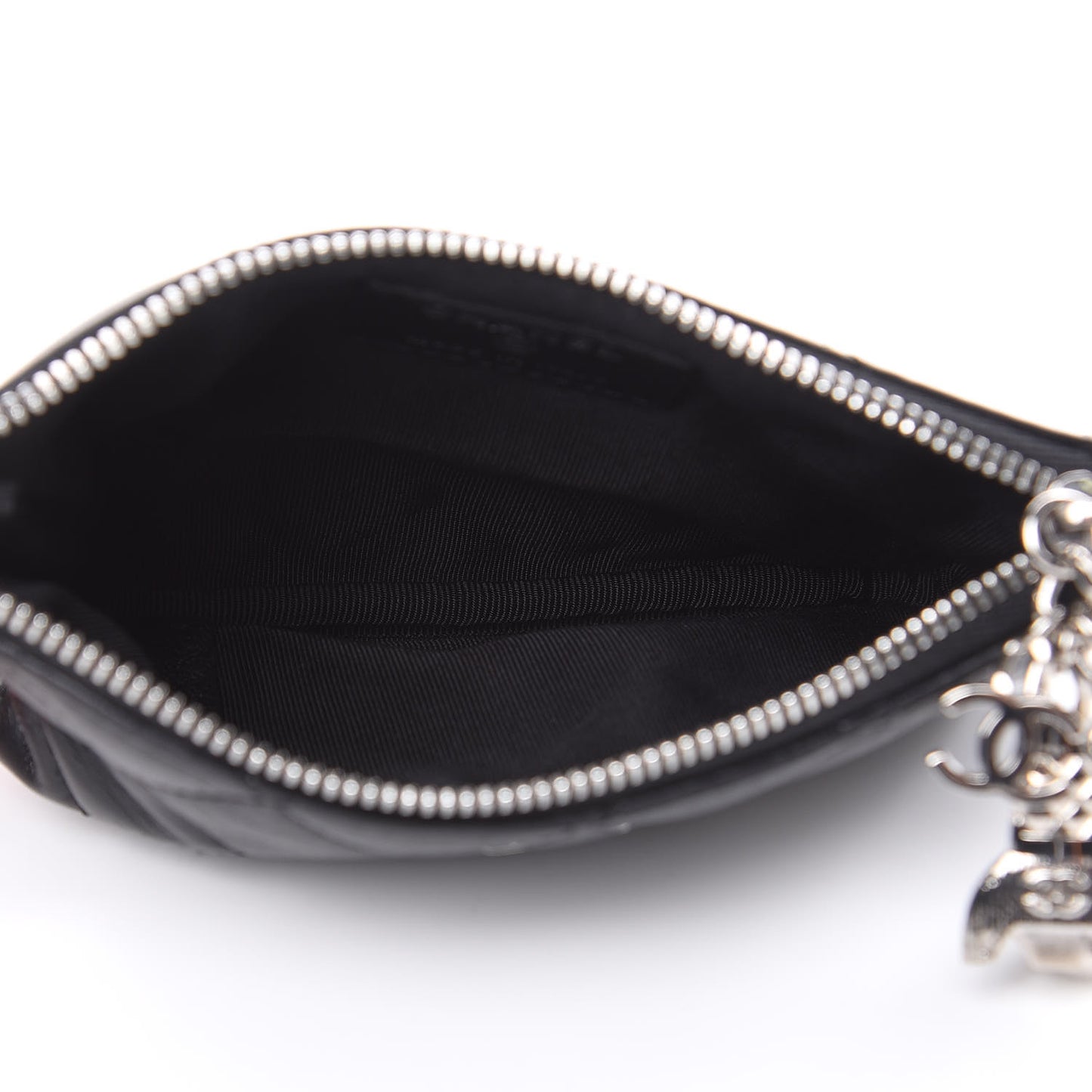 Lambskin Quilted Small Cosmo Cosmetic Case Black