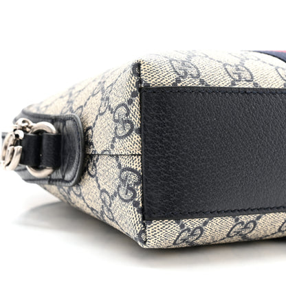 Gucci GG Supreme Monogram Textured Dollar Calfskin Web Small Ophidia Dome Shoulder Bag Beige Blue 10 of 12