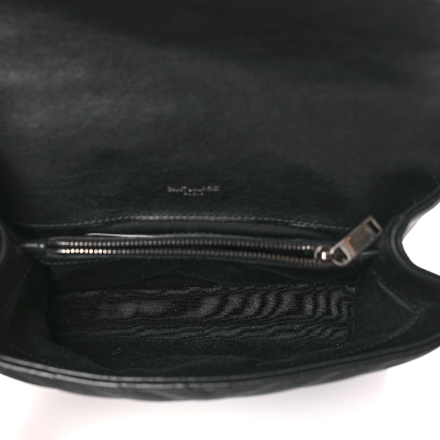 Sheepskin Matelasse Chevron Monogram Medium College Bag Black