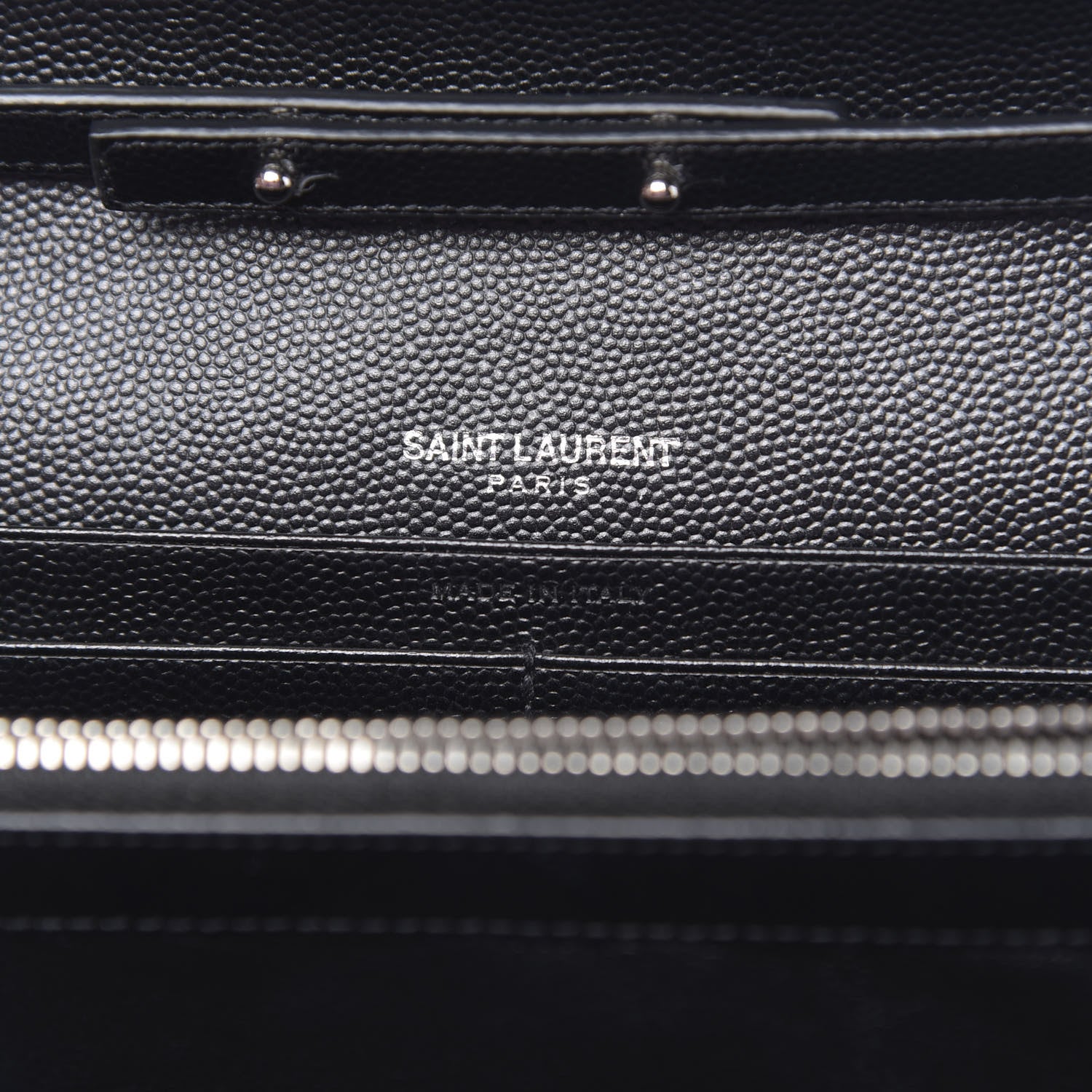 Saint Laurent Grain De Poudre Matelasse Chevron Monogram Chain Wallet Black 6 of 10