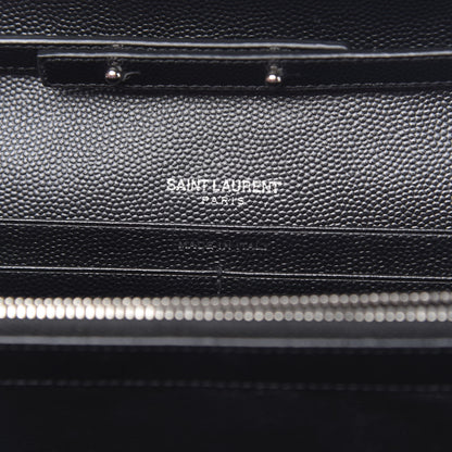 Saint Laurent Grain De Poudre Matelasse Chevron Monogram Chain Wallet Black 6 of 10