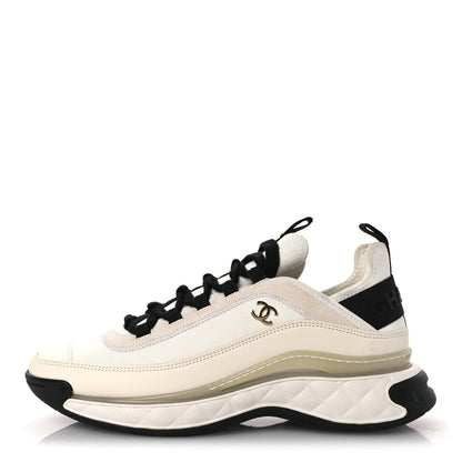 Chanel Velvet Calfskin Mixed Fibers CC Sneakers 40.5 Ivory Black 1 of 11