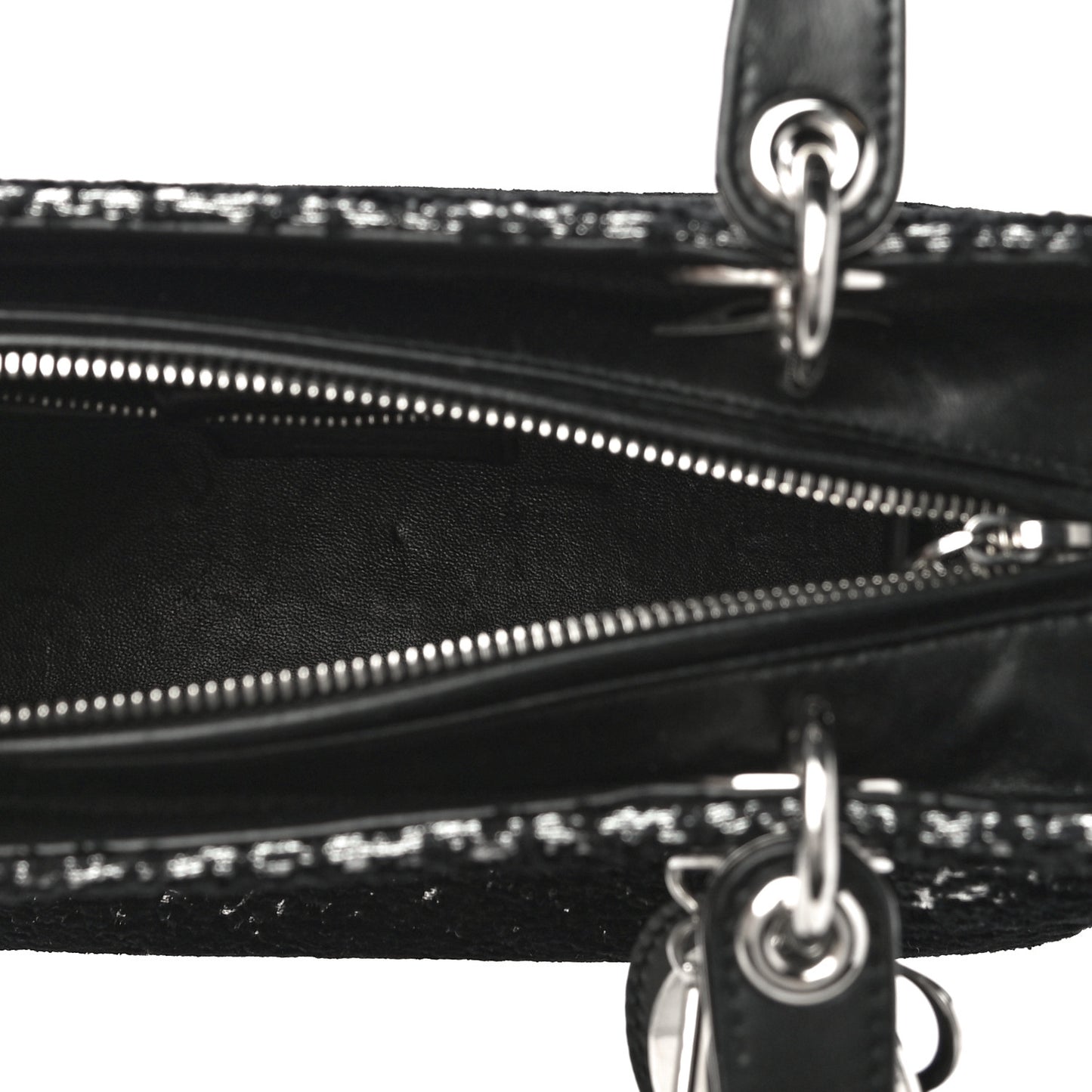Fabric Lame Medium Lady Dior Black Silver