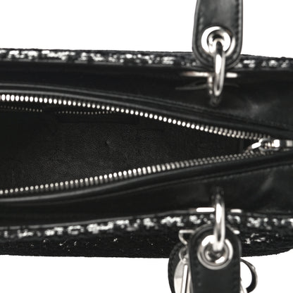 Christian Dior Fabric Lame Medium Lady Dior Black Silver 5 of 10