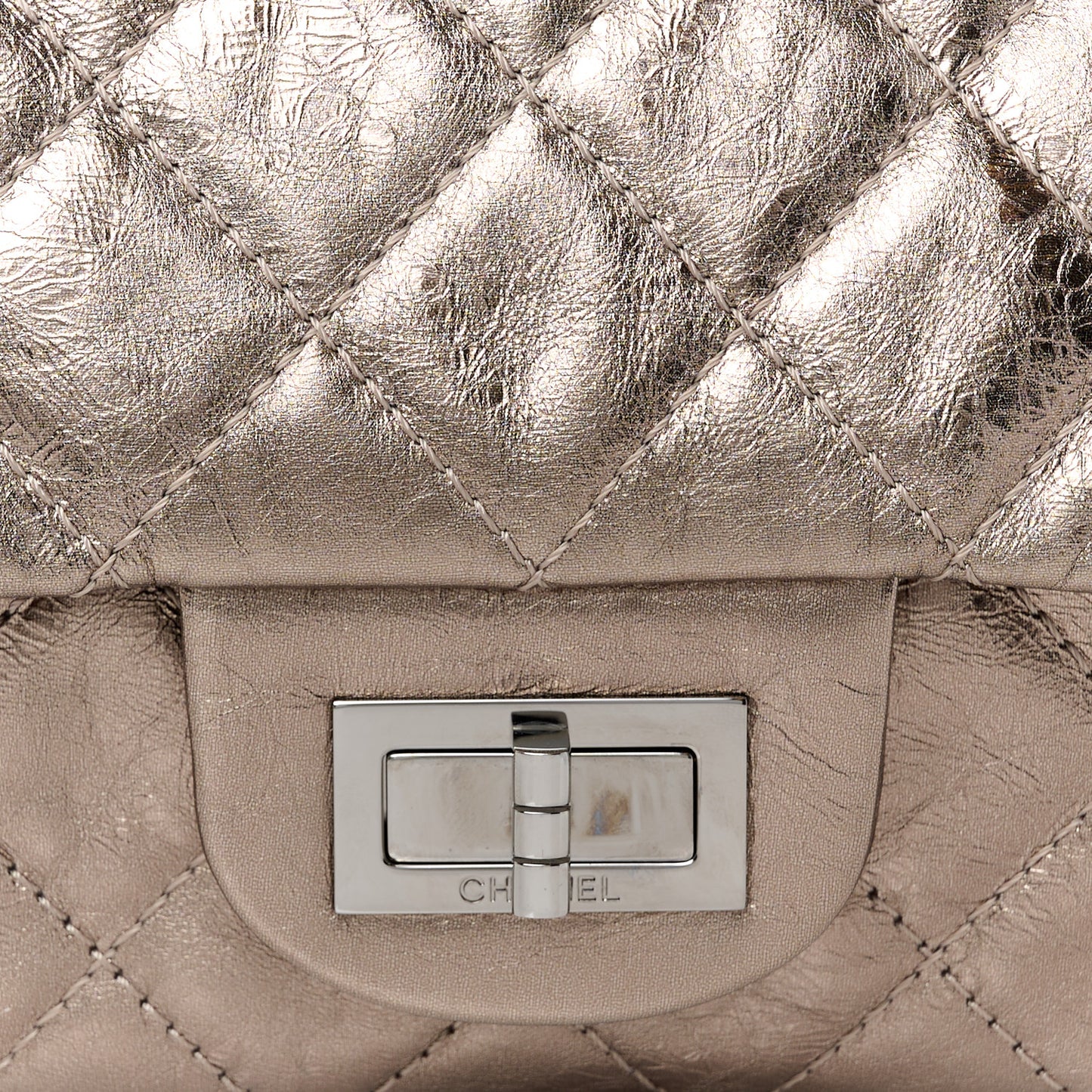 Metallic Aged Calfskin Quilted 2.55 Reissue 227 Flap Pewter