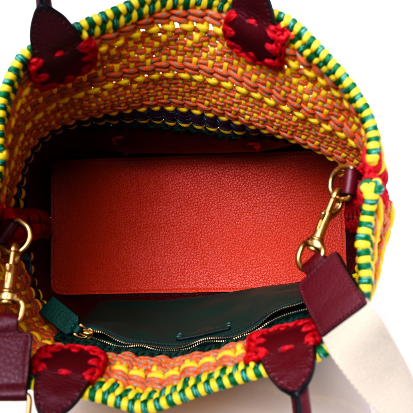 Calfskin Fabric Crochet Tote Multicolor