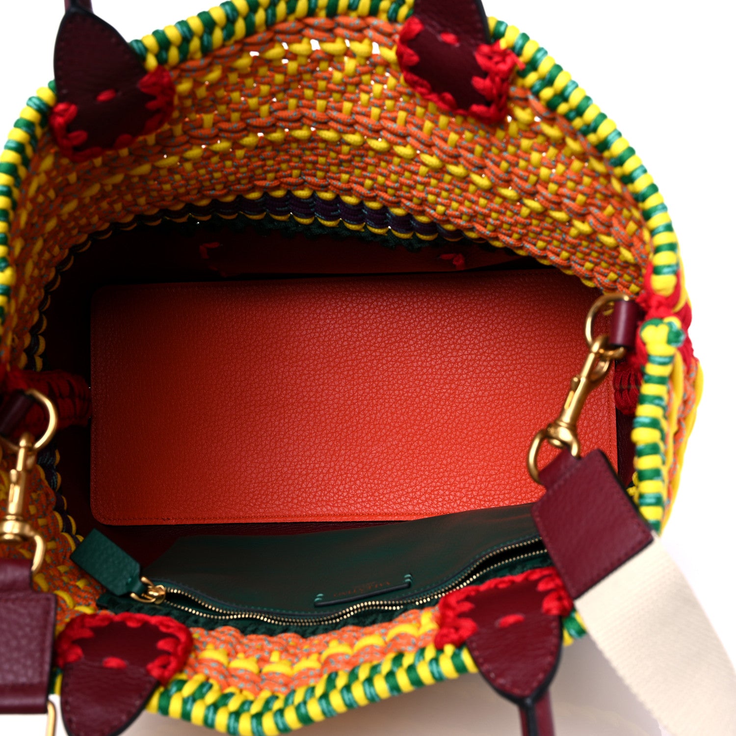 Valentino Garavani Calfskin Fabric Crochet Tote Multicolor 5 of 13