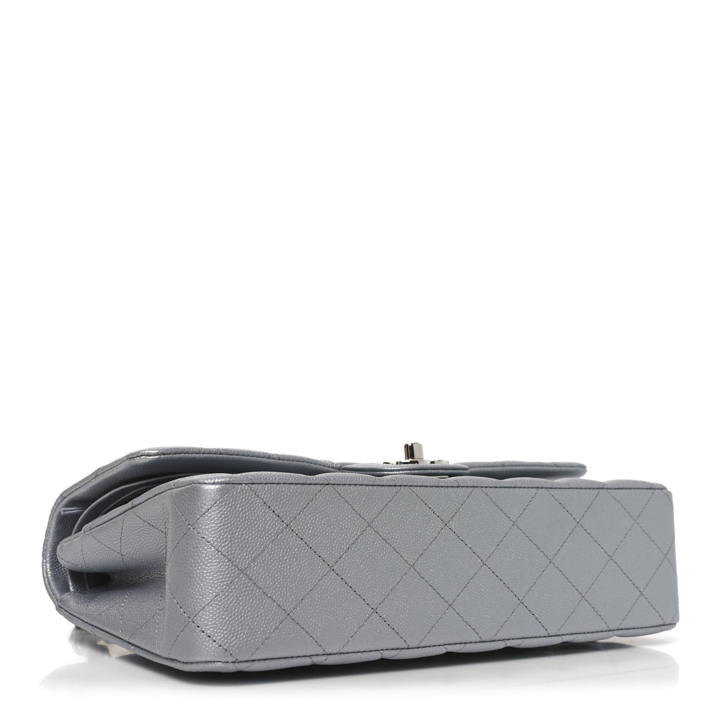 Metallic Caviar Quilted Medium Double Flap Silvery