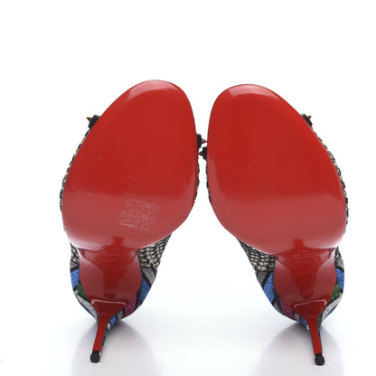 Christian Louboutin Rete Stripy Glitter Spike Juliettra 100 Ankle Peep Toe Boots 37.5 Black Multicolor 5 of 8