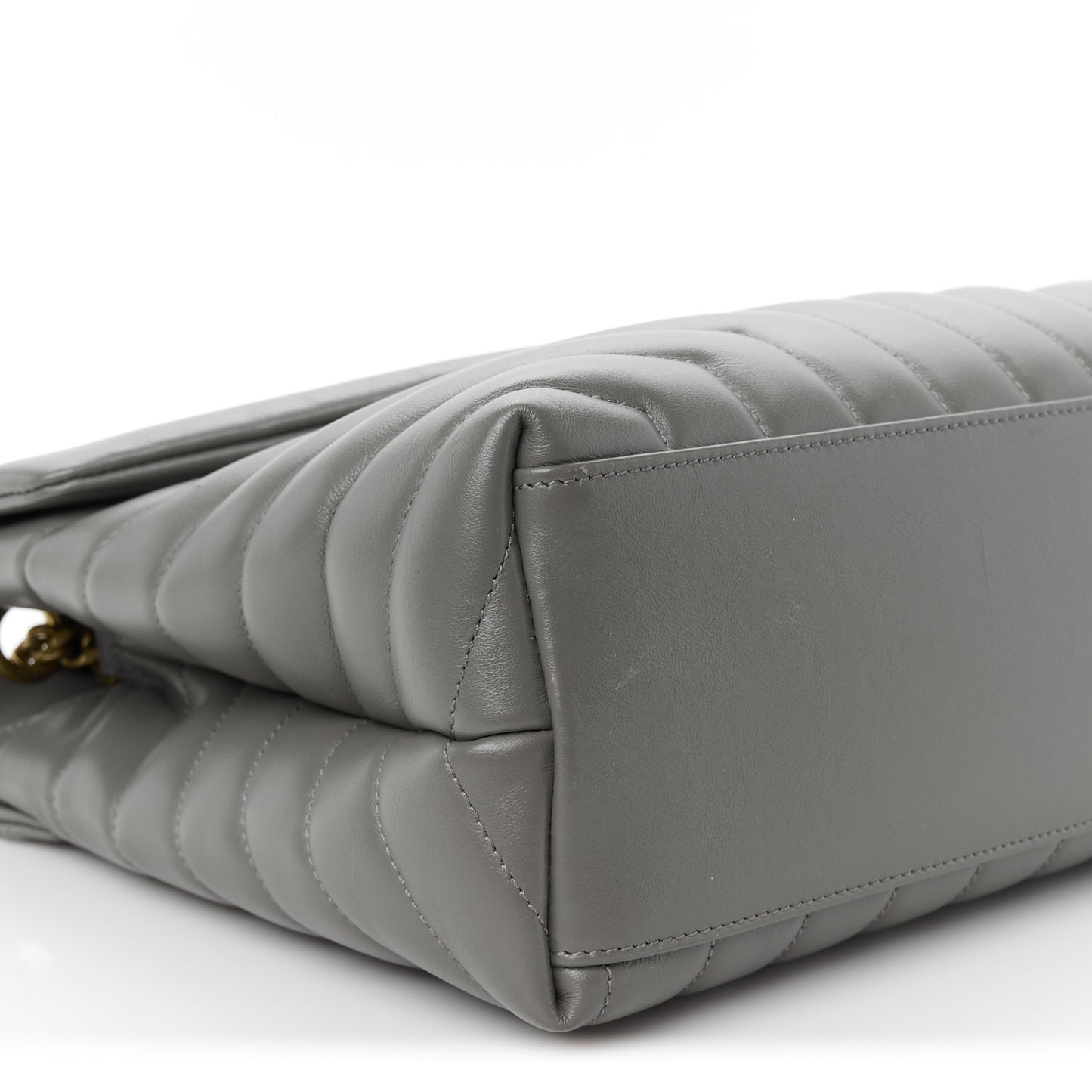 Calfskin Y Quilted Monogram Medium Loulou Chain Satchel Pebble