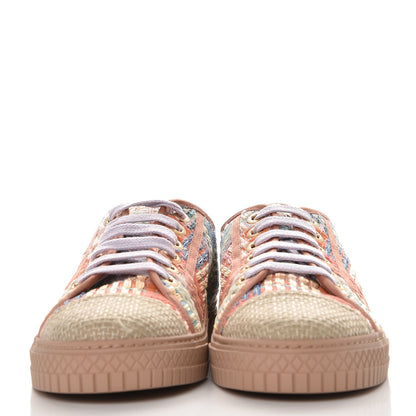 Chanel Tweed Low Top Sneakers 38 Multicolor Beige 3 of 11