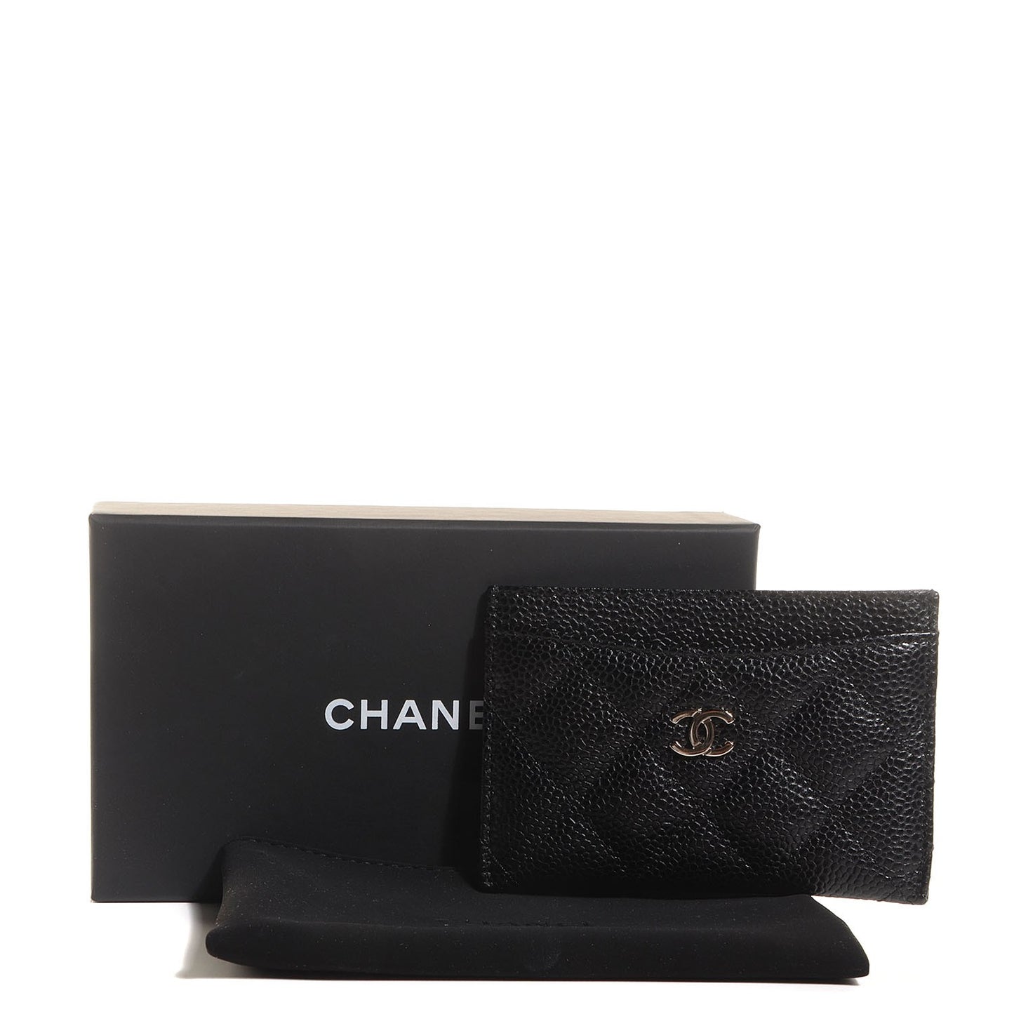 Caviar Quilted Card Holder Black