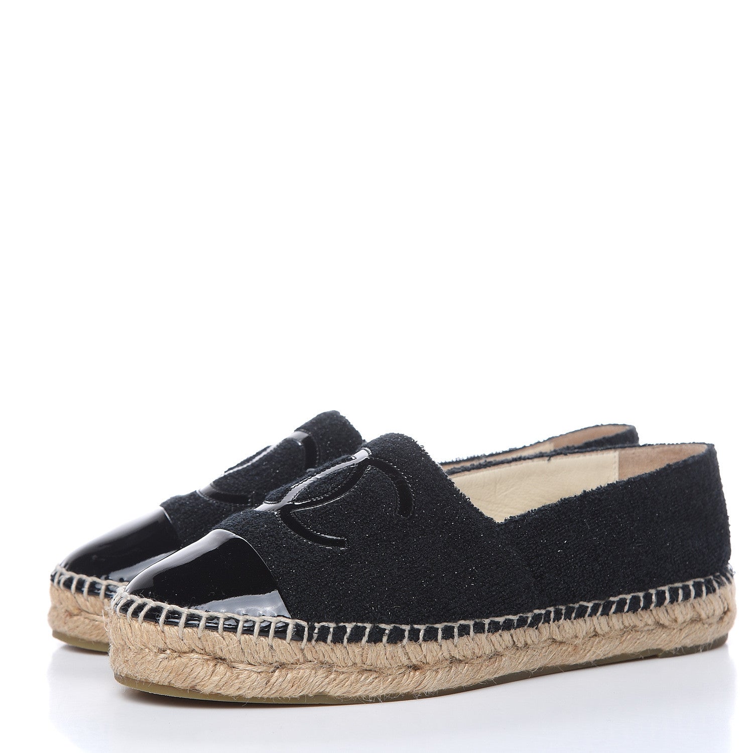 Chanel Fabric Patent Calfskin CC Espadrilles 36 Black 3 of 9