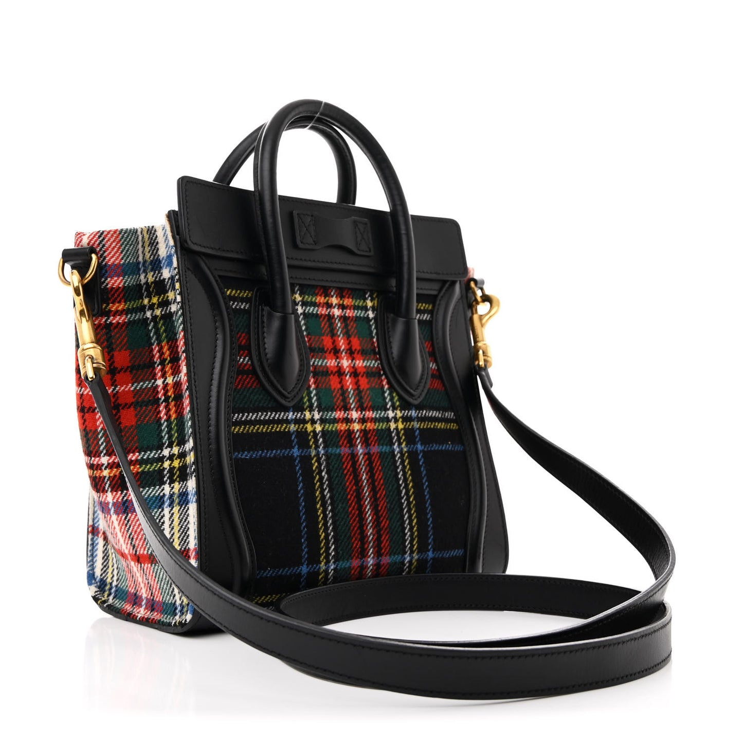 Tartan Calfskin Nano Luggage Red Blue