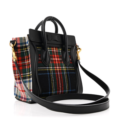 Celine Tartan Calfskin Nano Luggage Red Blue 3 of 11