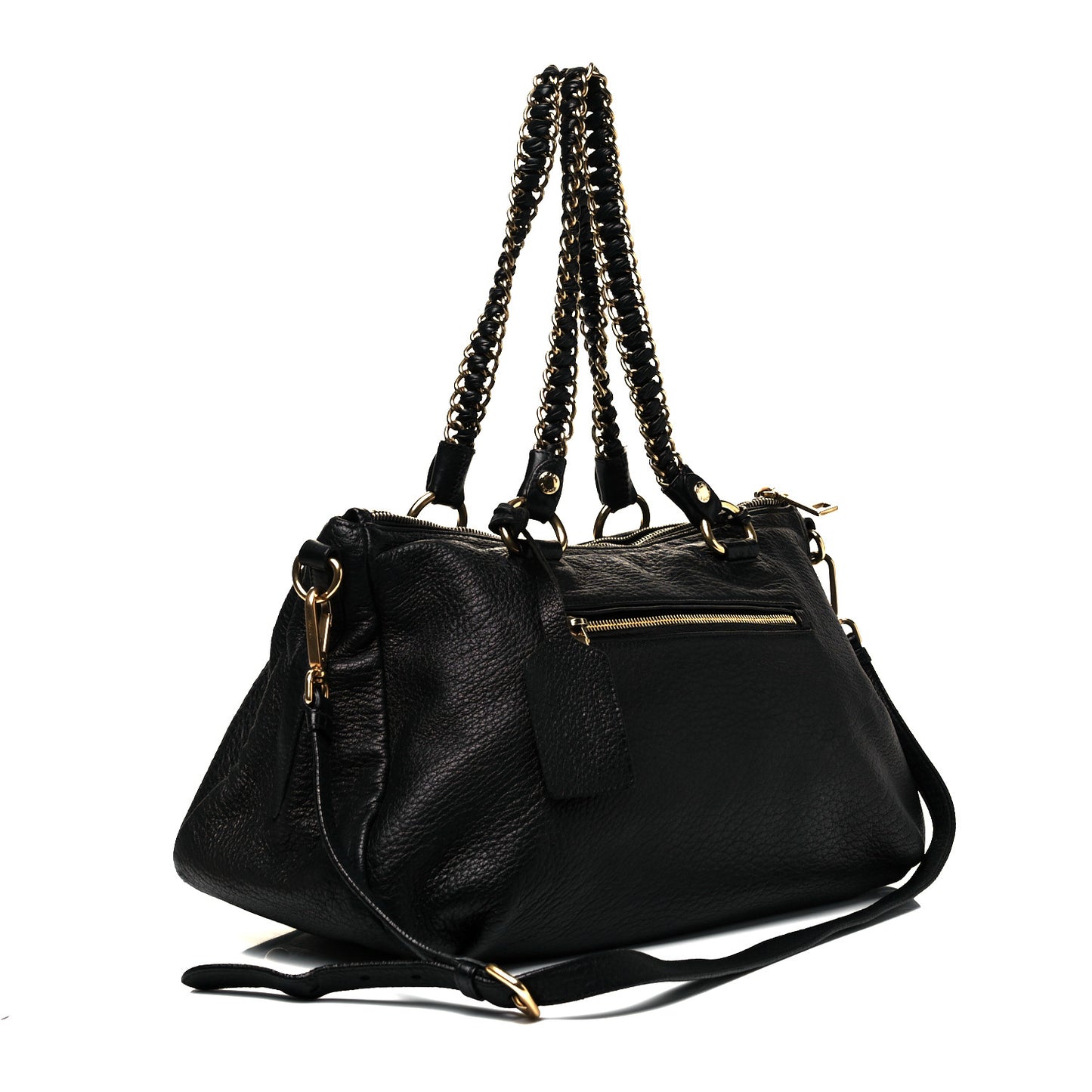 Cervo Deerskin Chain Shoulder Bag Black