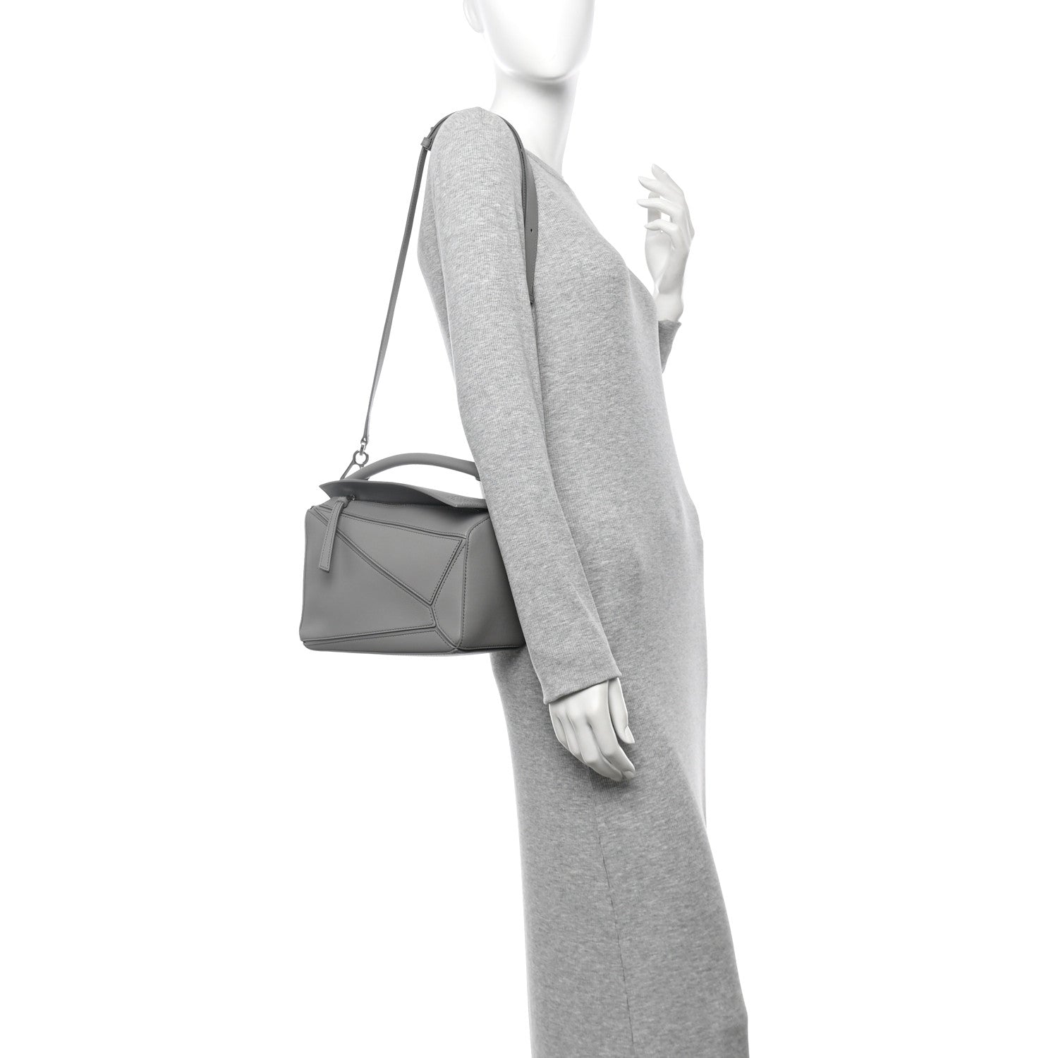 Loewe Soft Grained Calfskin Small Puzzle Bag Pearl Grey 2 of 11
