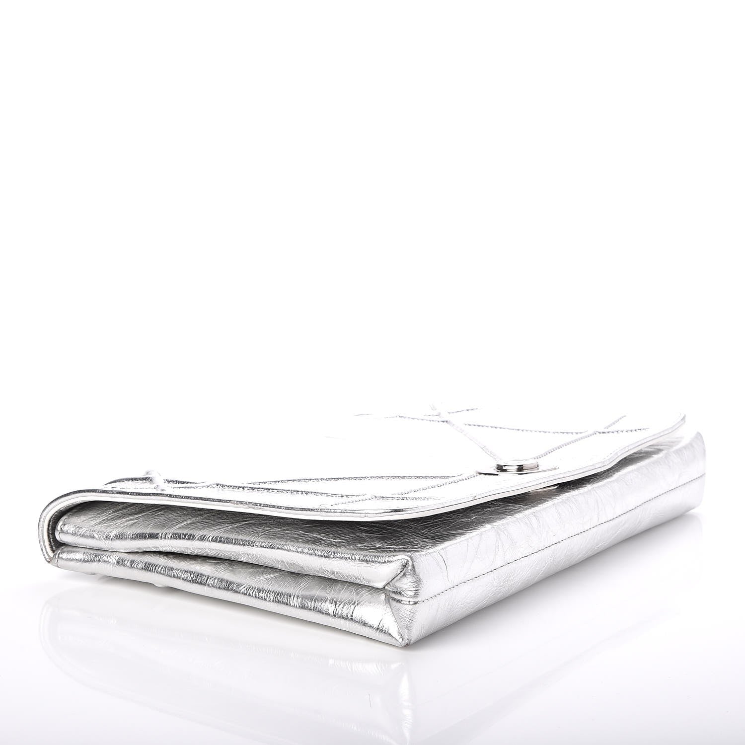 Christian Dior Metallic Calfskin Diorama Clutch Silver 4 of 9