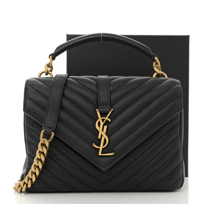 Saint Laurent Sheepskin Matelasse Chevron Monogram Medium College Bag Black 14 of 14
