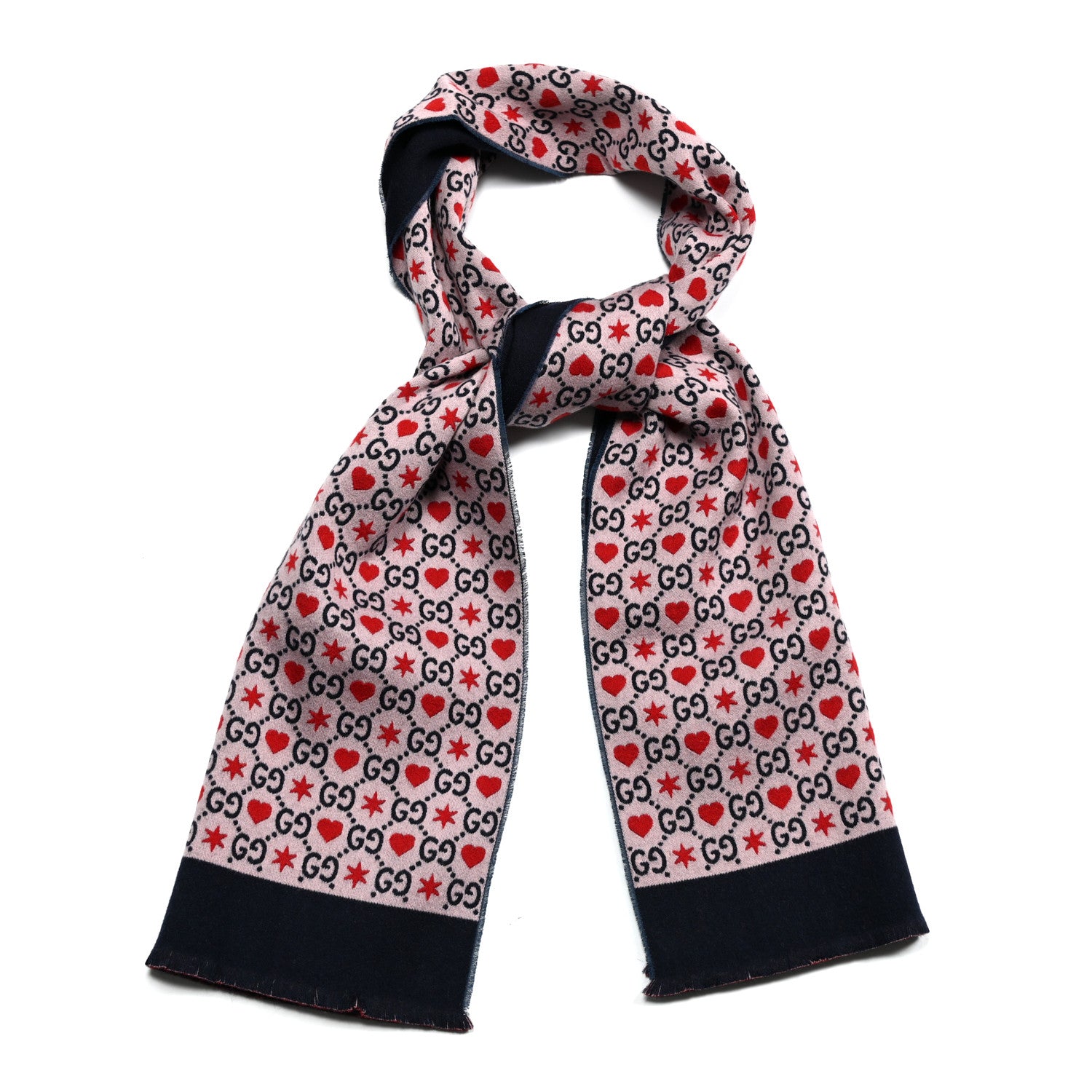 Gucci Wool Cotton GG Monogram MHerry Scarf Violet Pink 2 of 5