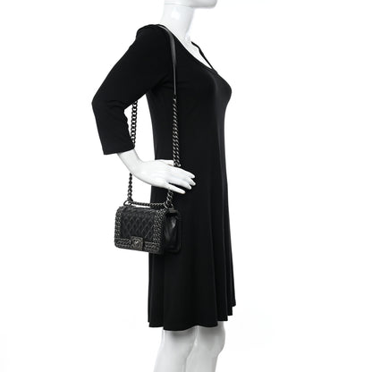 Chanel Glazed Calfskin Quilted Small Boy Chained Flap Black 2 of 10