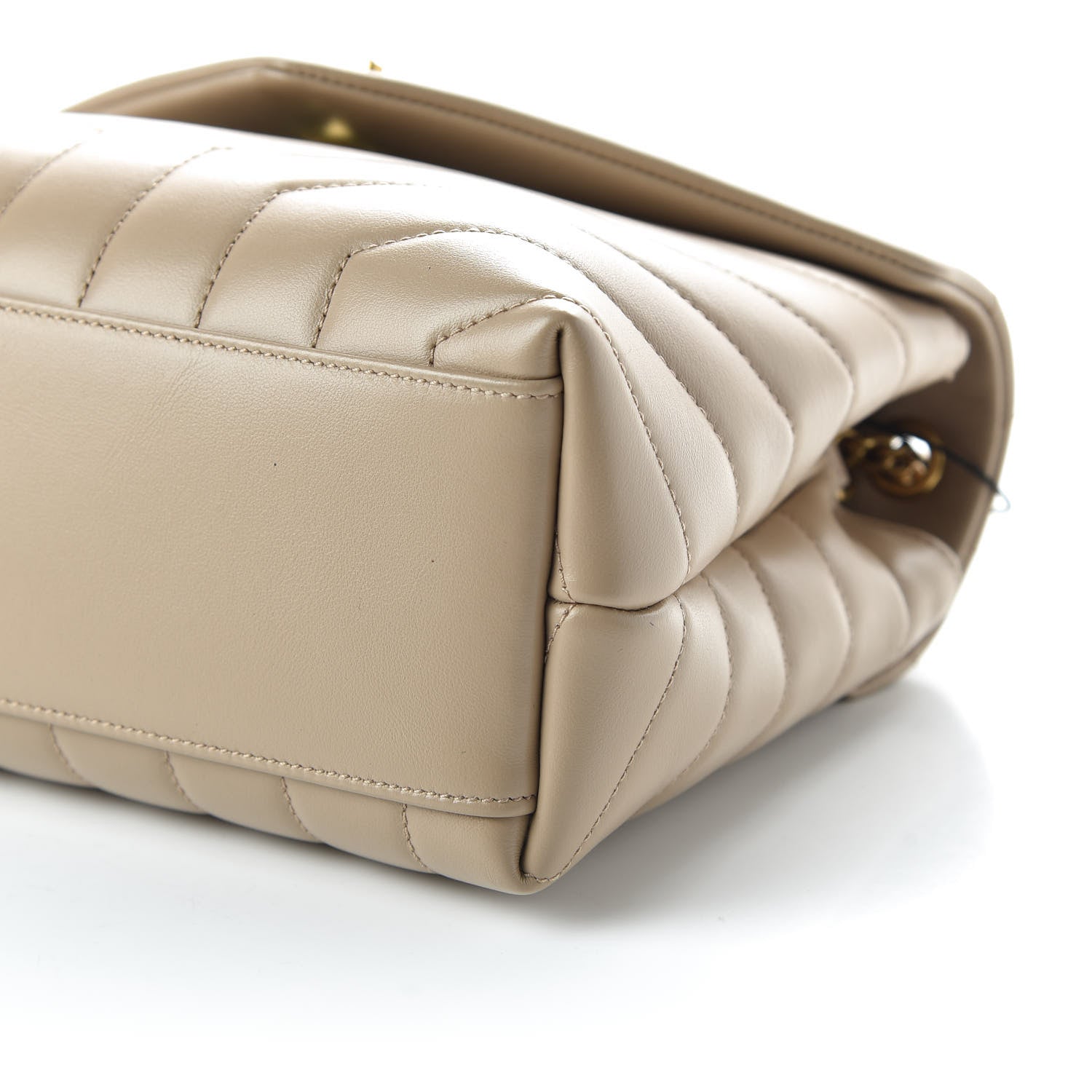 Saint Laurent Calfskin Y Quilted Monogram Small Loulou Chain Satchel Dark Beige 7 of 9