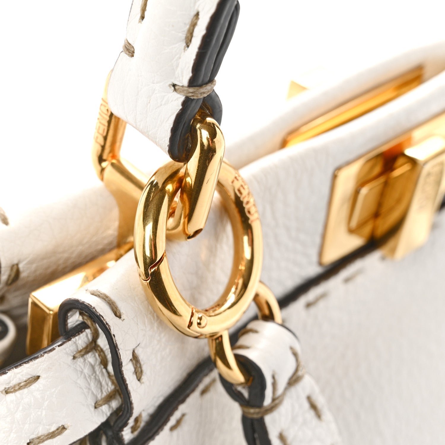 Fendi Cuoio Romano Selleria Mini Peekaboo Iconic Satchel White 13 of 14