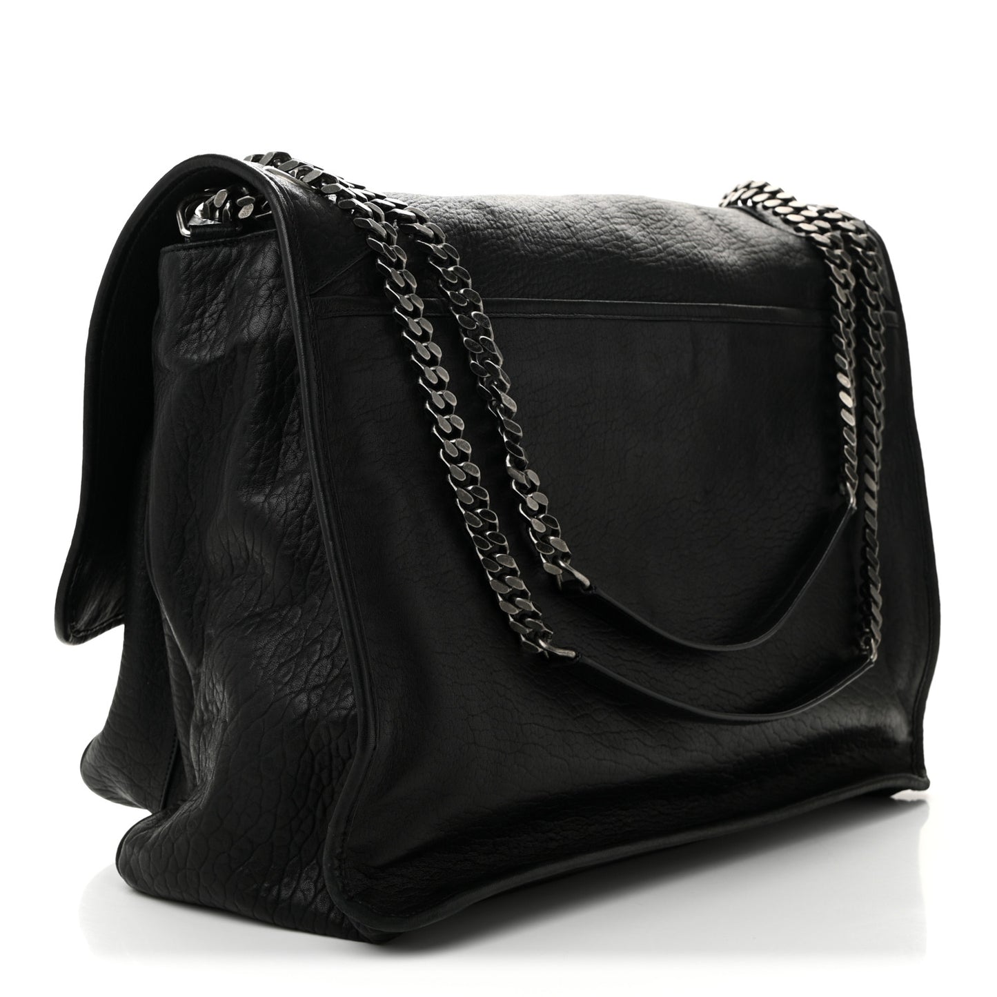 Grained Lambskin Monogram Oversized Niki Chain Satchel Black