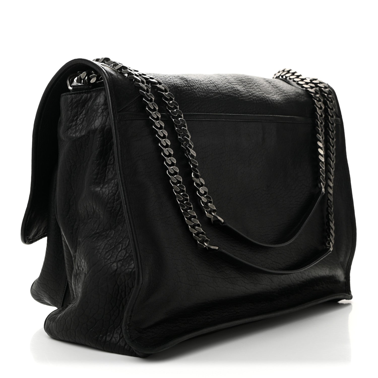 Saint Laurent Grained Lambskin Monogram Oversized Niki Chain Satchel Black 3 of 12