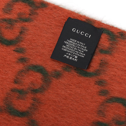 Gucci Wool Alpaca GG Monogram Big GG Rock Scarf Green Red 3 of 3
