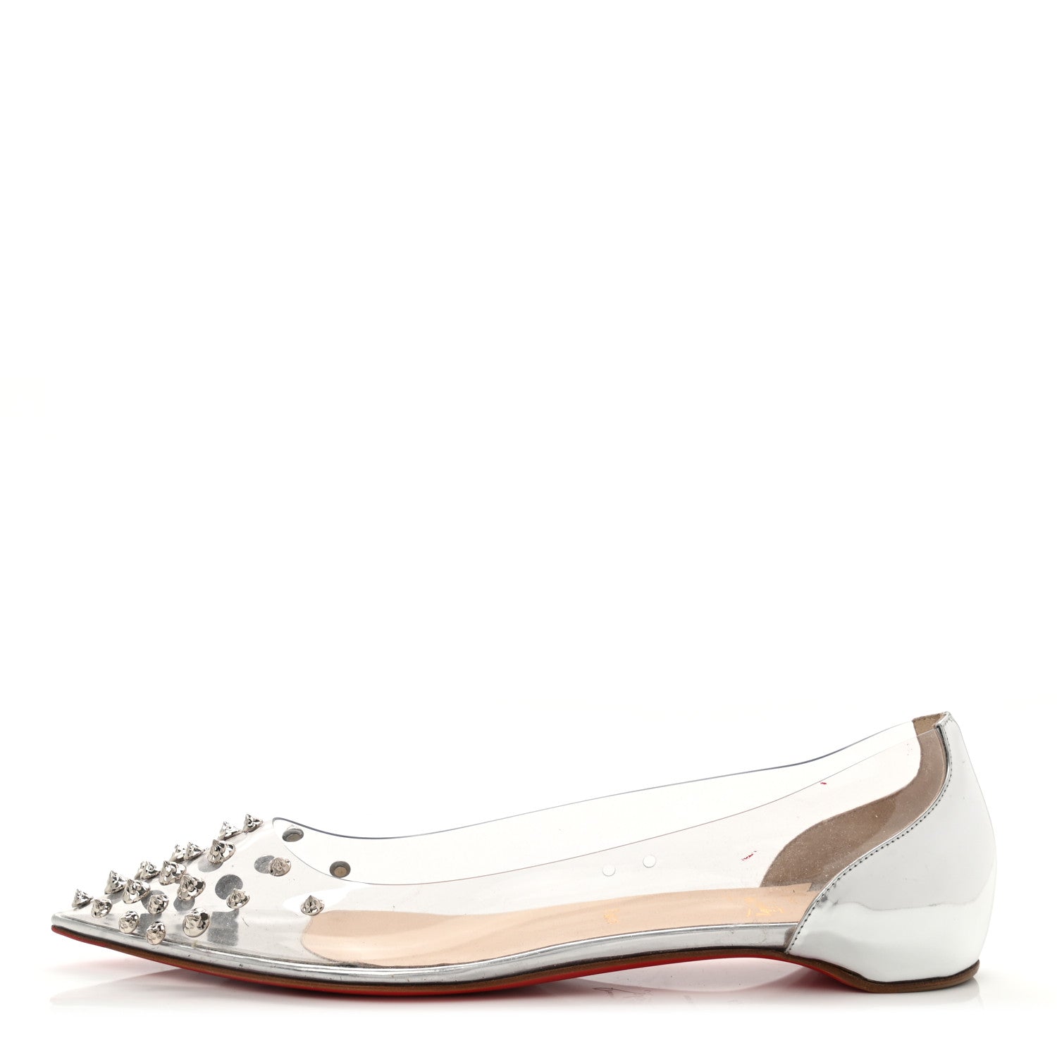 Christian Louboutin PVC Specchio Spikoo Flats 42 Silver 1 of 12